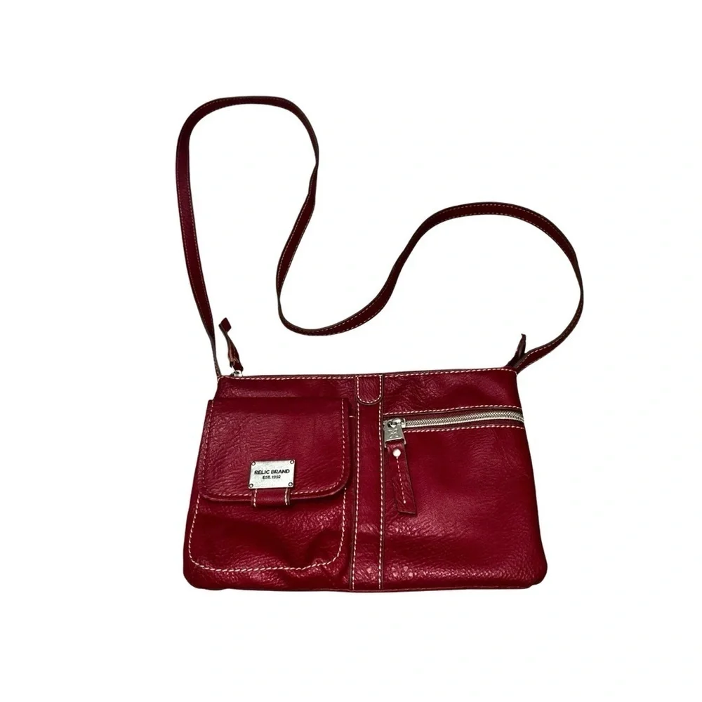 Relic Women's Crossbody Bag Red Leather Small Multi Compartment Card Slots